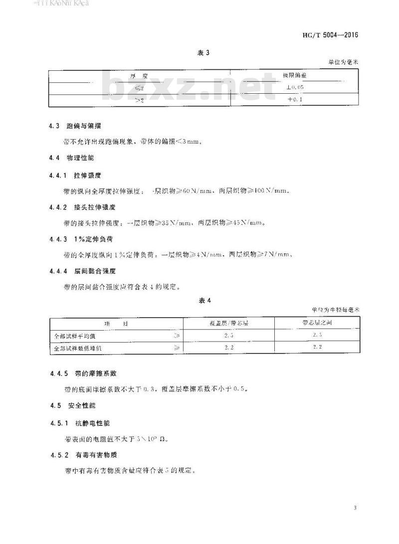 HG/T 5004-2016 跑步机用跑带