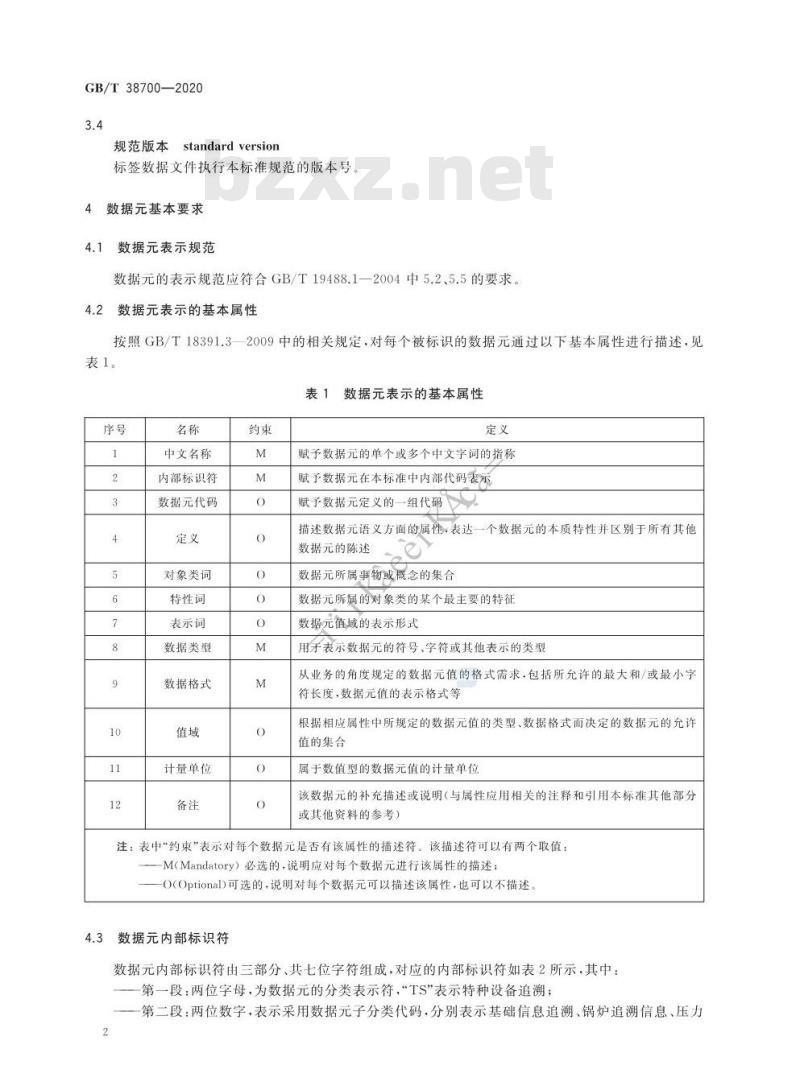 GB/T 38700-2020 特种设备追溯系统数据元