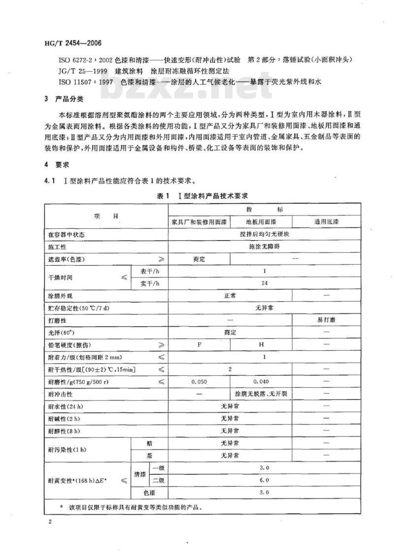 HG/T 2454-2006 代替 HG 2454-1993 溶剂型聚氨酯涂料(双组分)