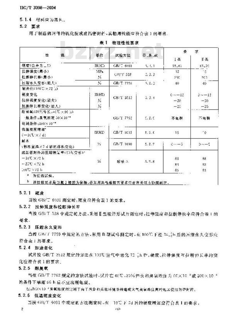 HG/T 3098-2004 混凝土道路伸缩缝用预成型硫化橡胶压缩密封件材料规范