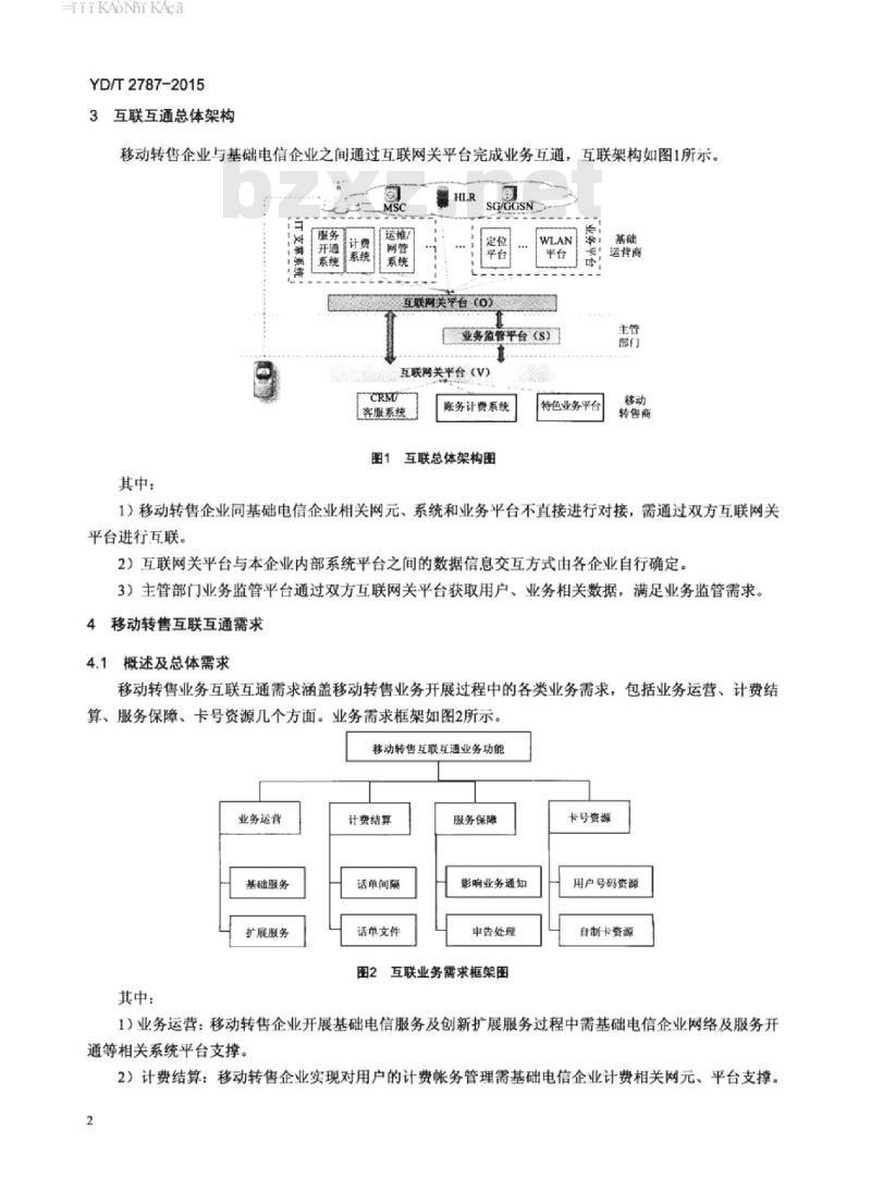 YD/T 2787-2015 移动转售企业与基础电信企业互联业务功能要求