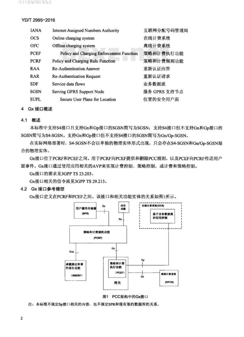 YD/T 2995-2016 演进的移动分组核心网络(EPC)策略和计费控制系统 Gx/Gxa 接口技术要求