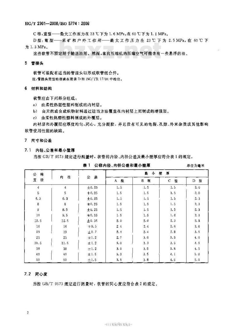 HG/T 2301-2008 压缩空气用织物增强热塑性塑料软管