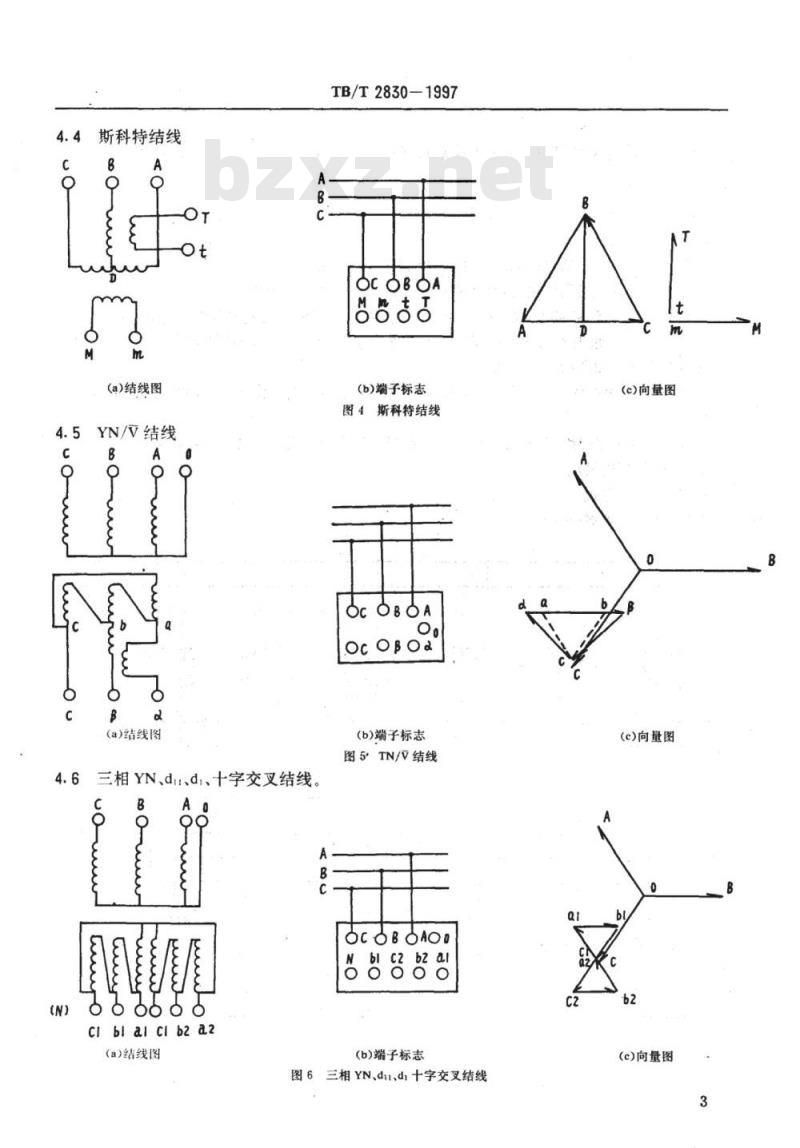 TB/T 2830-1997 牵引变电所主变压器结线型式及其相序轮换方式