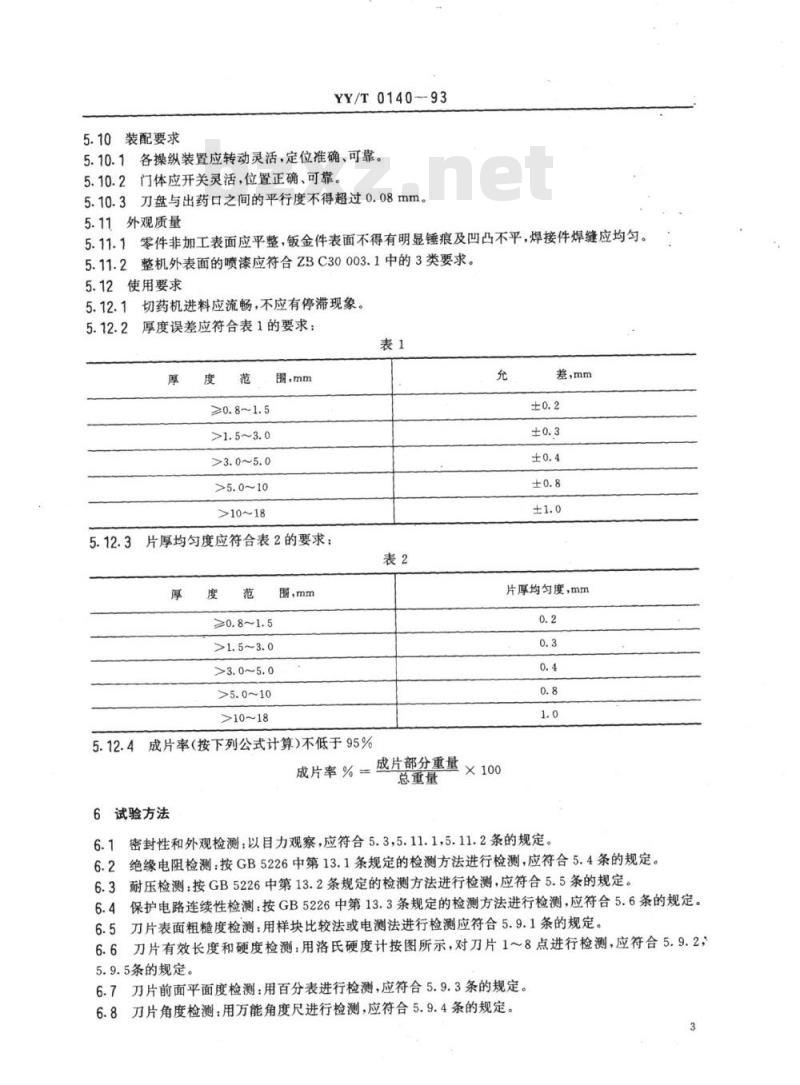 YY/T 0140-1993 旋转式切药机