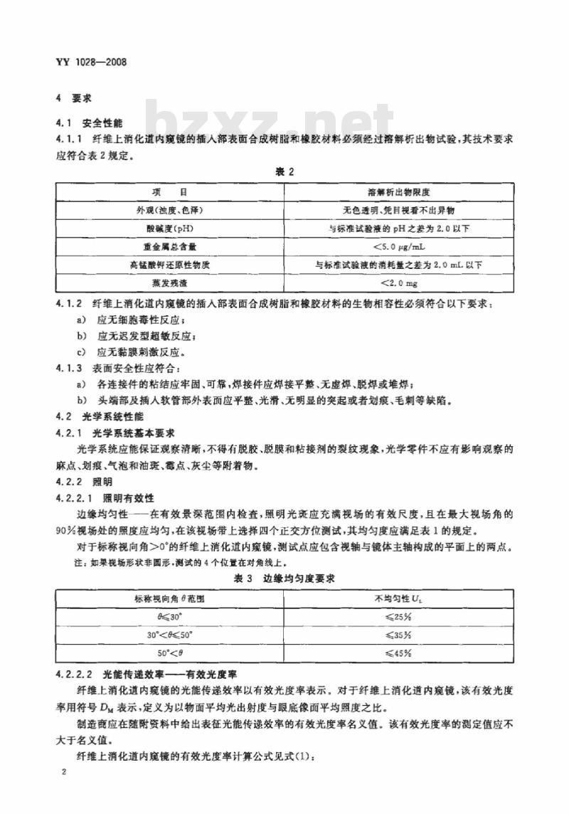 YY 1028-2008 纤维上消化道内窥镜