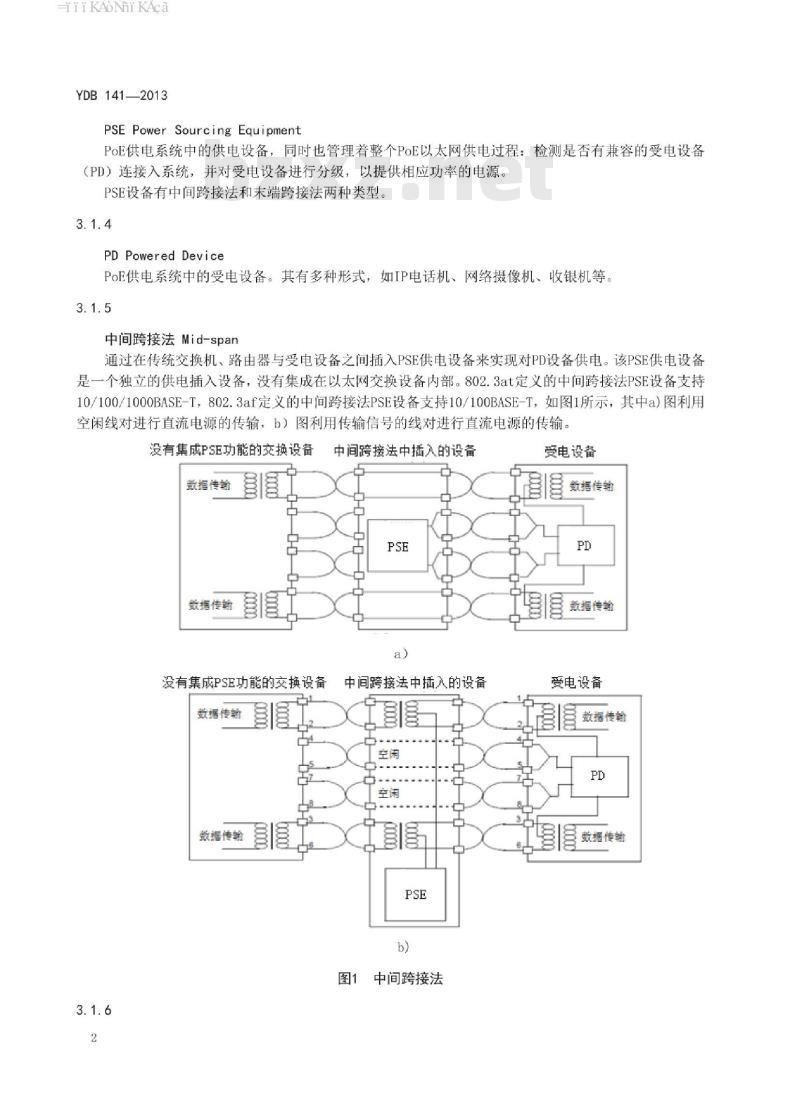 YDB 141-2013 信息技术设备的 PoE 端口电磁兼容性要求和测量方法