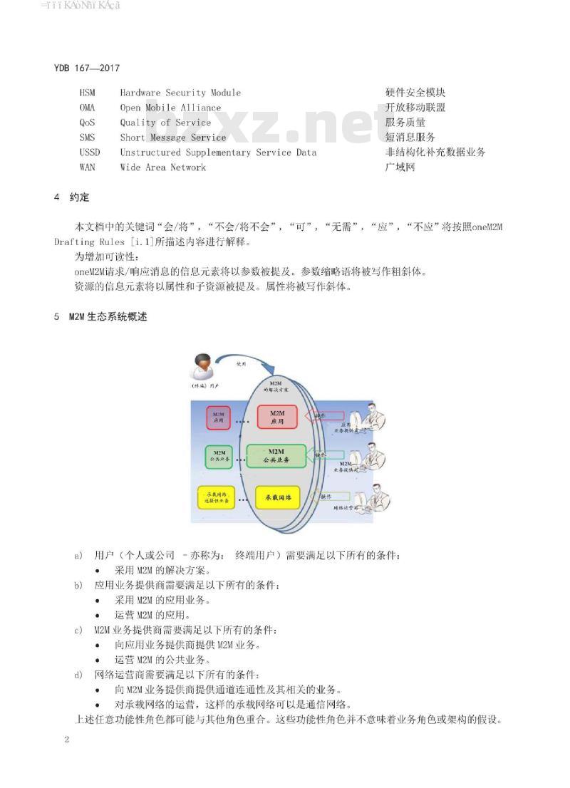 YDB 167-2017 M2M 技术要求(第一阶段)需求