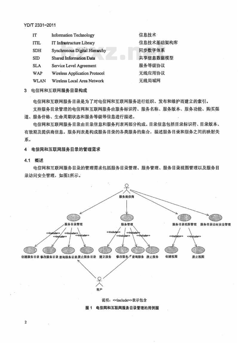 YD/T 2331-2011 电信网和互联网服务目录管理技术要求