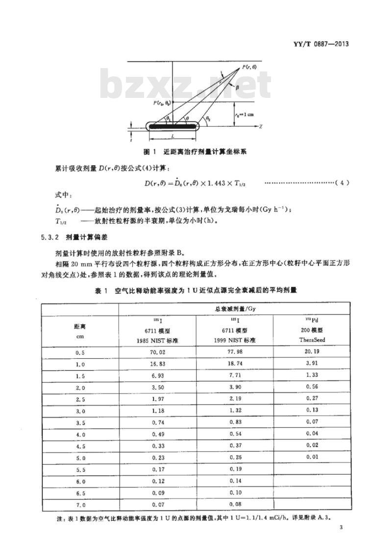 YY/T 0887-2013 放射性粒籽植入治疗计划系统剂量计算要求和试验方法