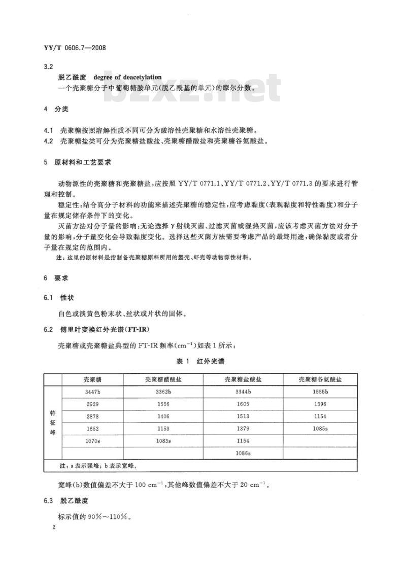 YY/T 0606.7-2008 组织工程医疗产品 第7部分:壳聚糖