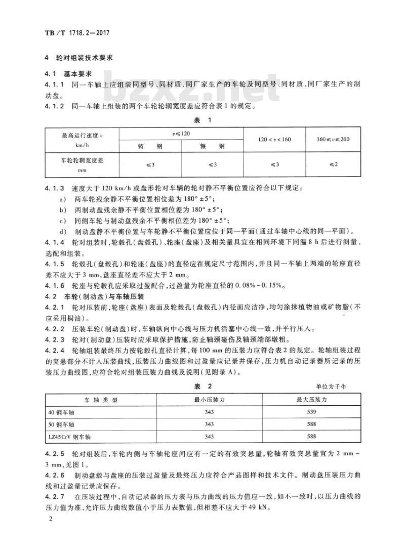 TB/T 1718.2-2017 机车车辆轮对组装第2部分:车辆