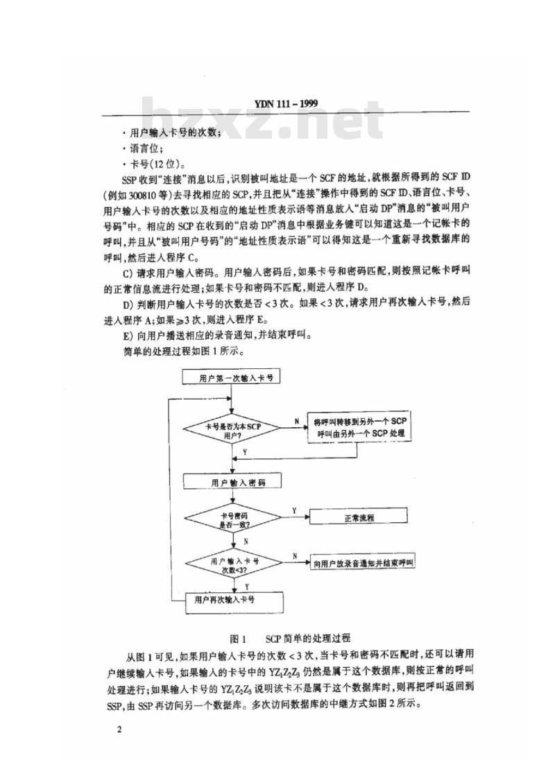 YDN 111-1999 智能网记帐卡呼叫业务(300号)技术规定
