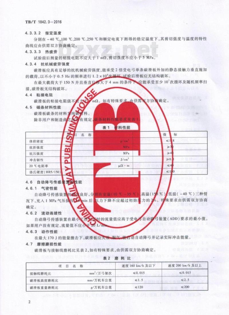 TB/T 1842.3-2016 受电弓滑板第3部分:碳滑板