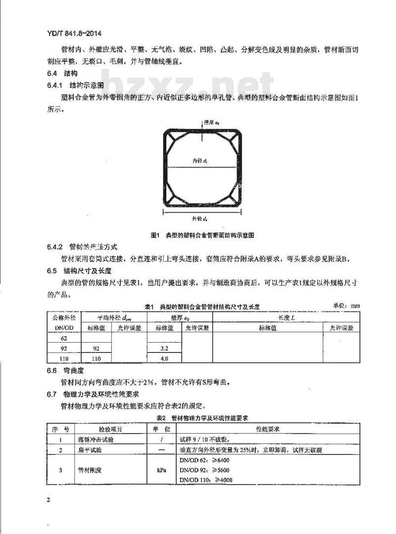 YD/T 841.8-2014 地下通信管道用塑料管 第8部分:塑料合金复合型管