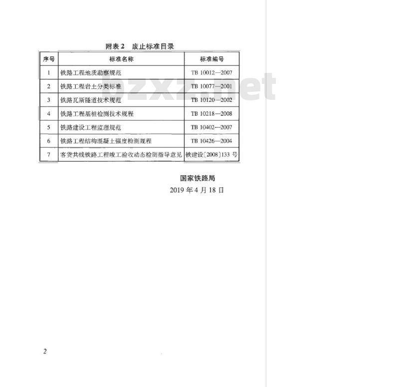 TB 10012-2019 铁路工程地质勘察规范