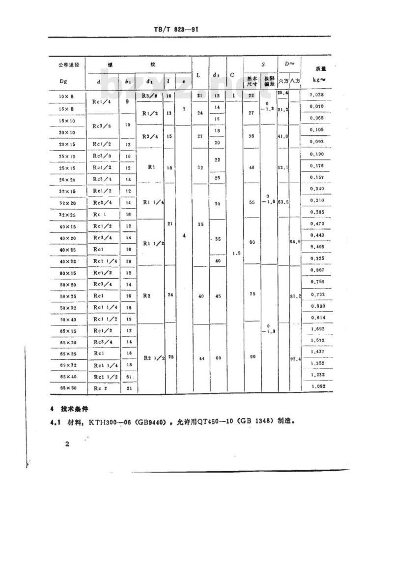 TB/T 823-91 内外接头