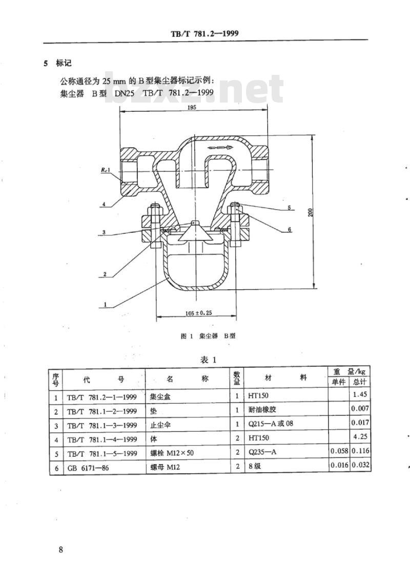 TB/T 781.2-1999 集尘器 B型