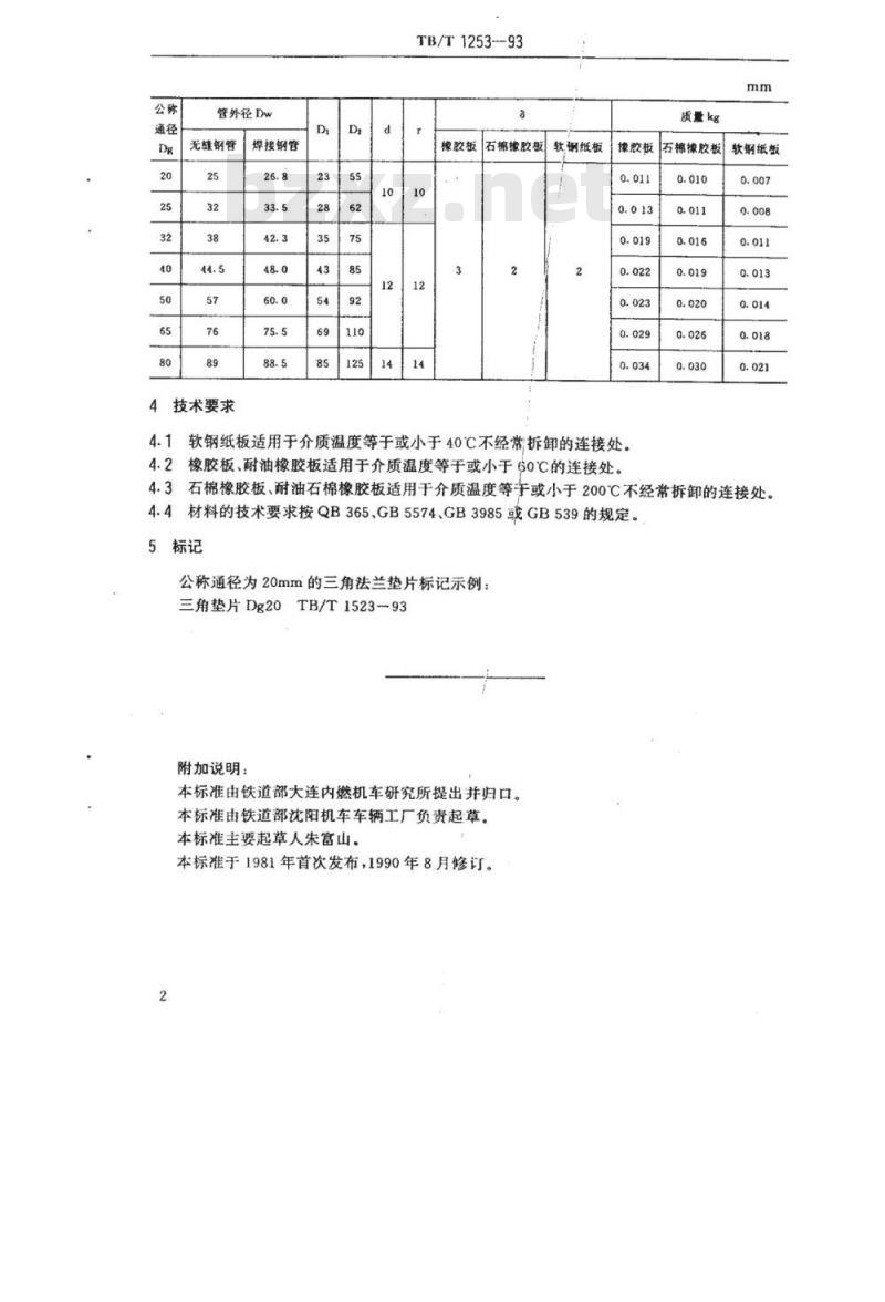 TB/T 1253-93 角法兰垫片