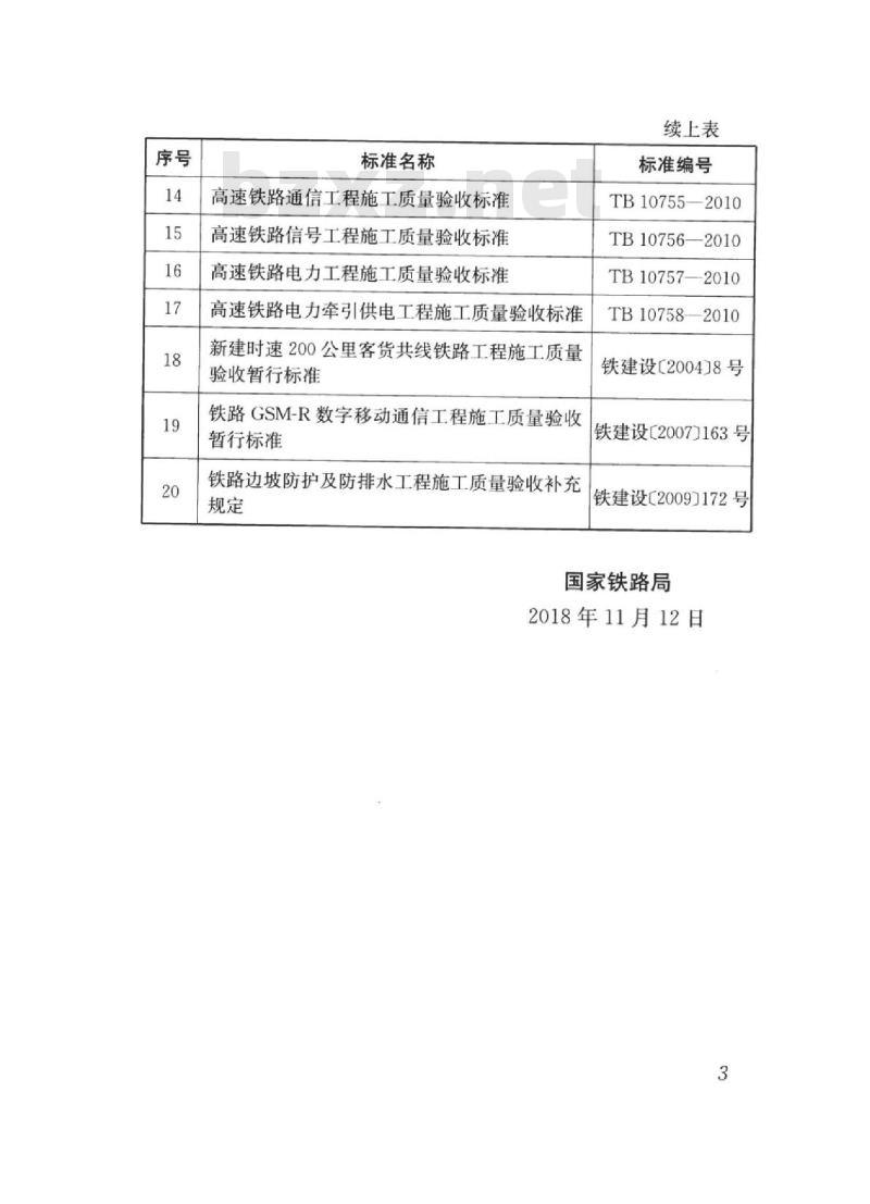 TB 10751-2018 高速铁路路基工程施工质量验收标准