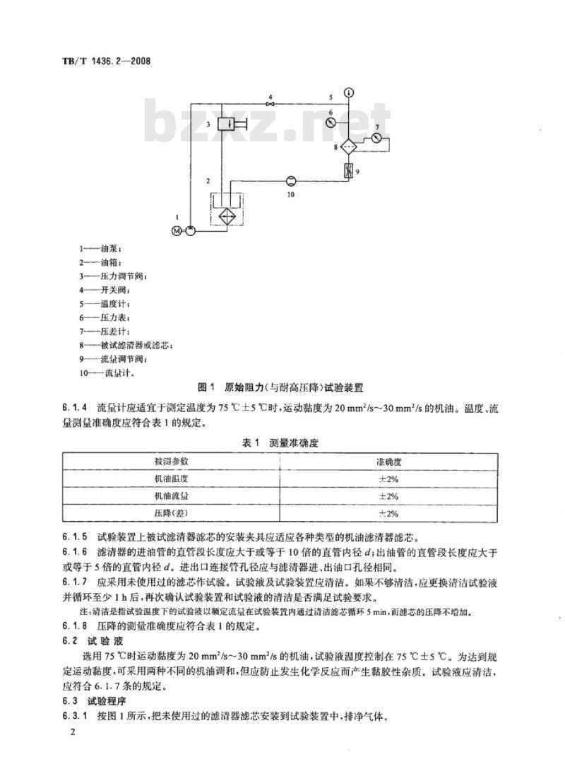 TB/T 1436.2-2008 内燃机车机油滤清器第2部分:试验方法