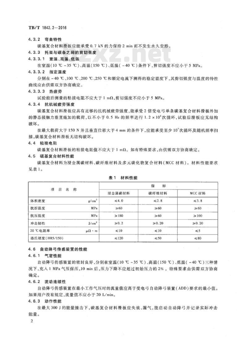 TB/T 1842.2-2016 受电弓滑板第2部分:碳基复合材料滑板