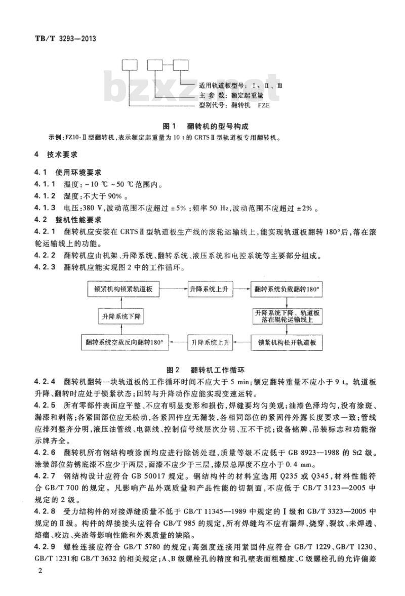 TB/T 3293-2013 CRTSI型轨道板专用翻转机