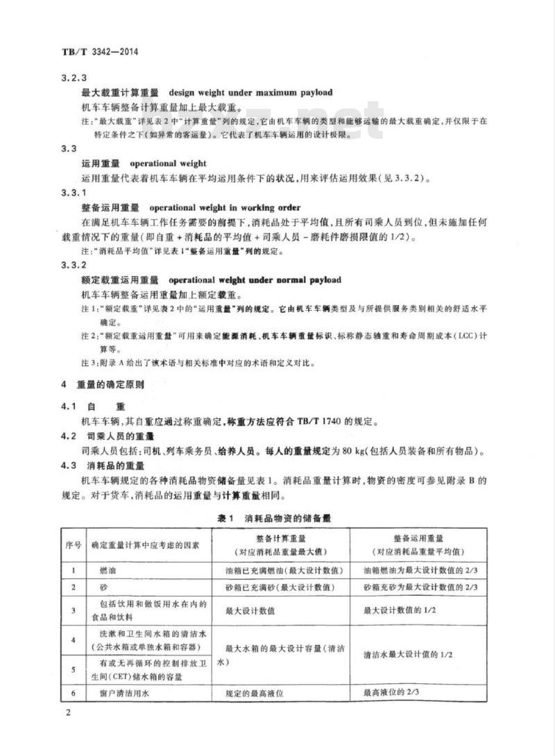 TB/T 3342-2014 机车车辆基准重量定义