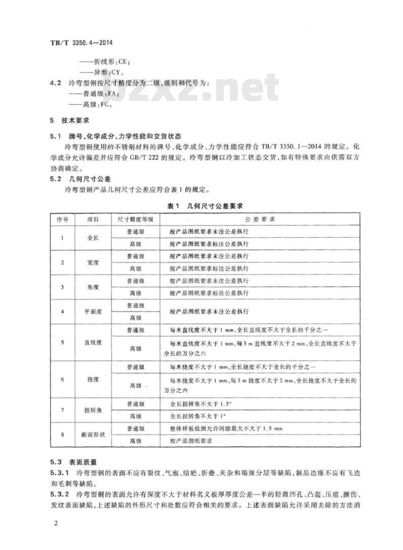 TB/T 3350.4-2014 动车组用不锈钢第4部分:冷弯型钢