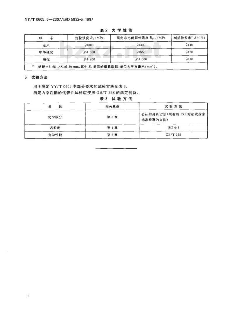 YY/T 0605. 6-2007/ISO 5832-6: 1997 外科植入物金属材料 第6部分:锻造钴-镍~铬-钼合金