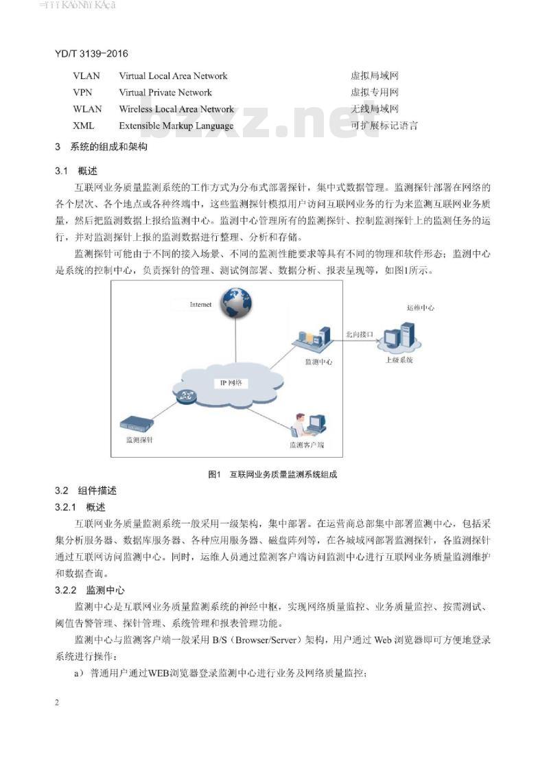 YD/T 3139-2016 互联网业务质量监测系统技术要求