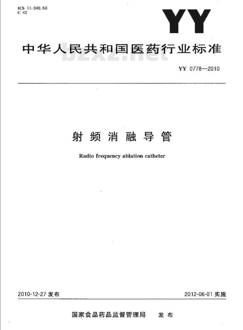 YY 0778-2010 射频消融导管