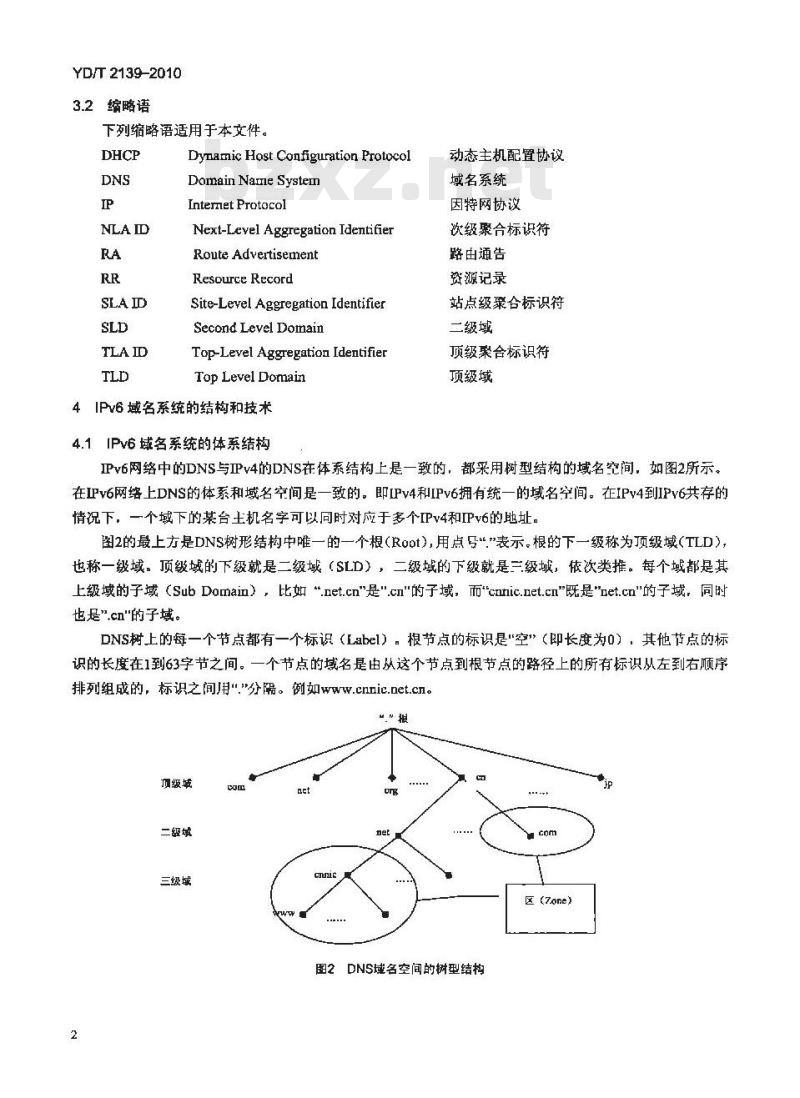 YD/T 2139-2010 IPv6 网络域名服务器技术要求