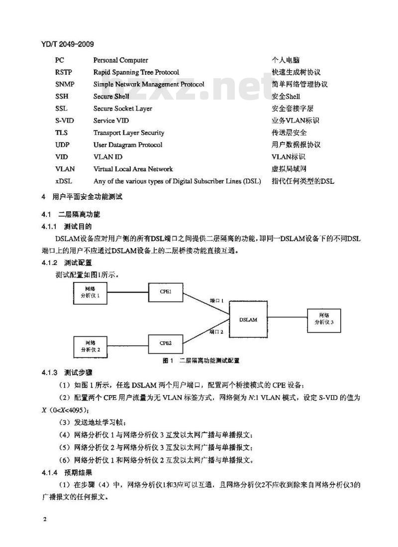 YD/T 2049-2009 接入网设备安全测试方法 DSL 接入复用器(DSLAM)设备