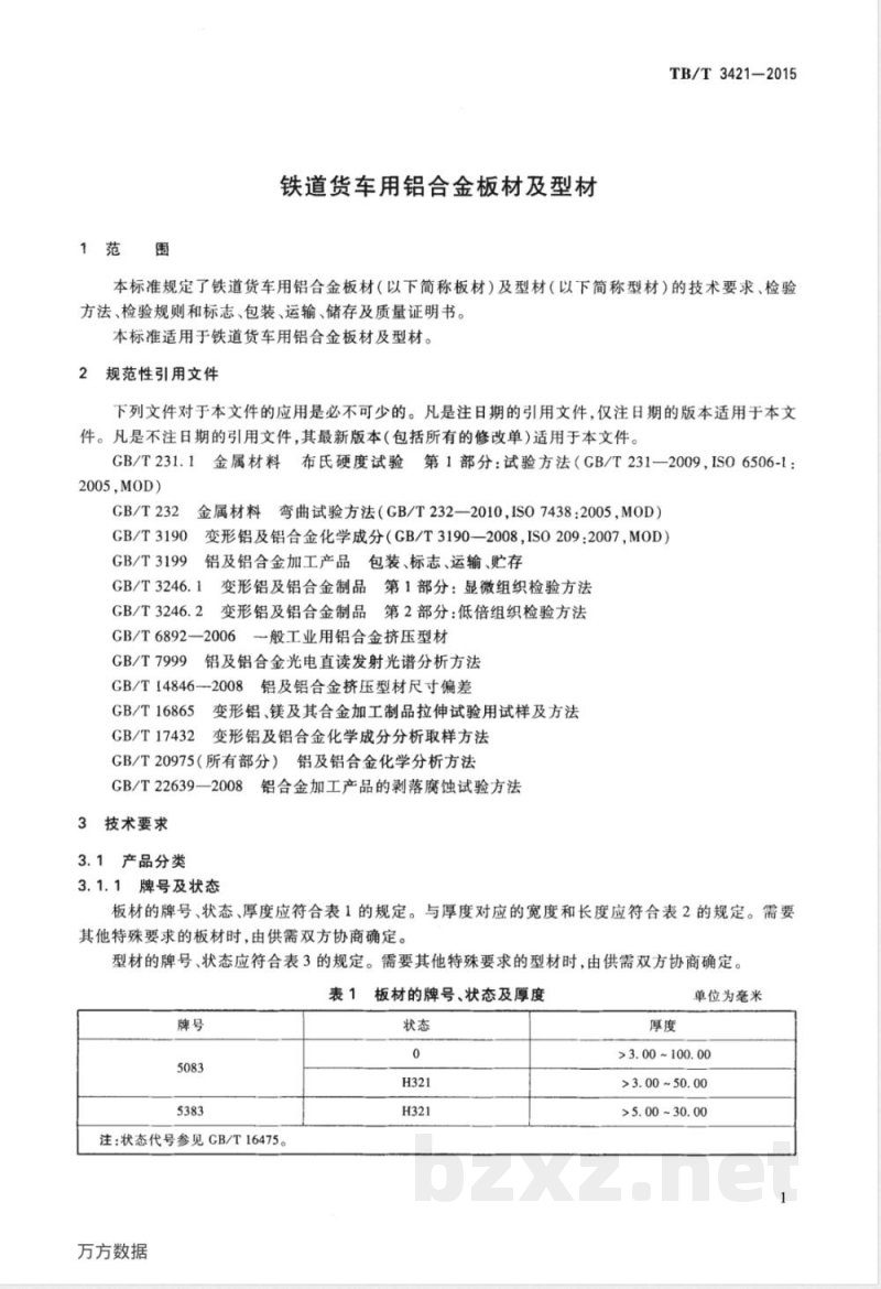 TB/T 3421-2015 铁道货车用铝合金板材及型材