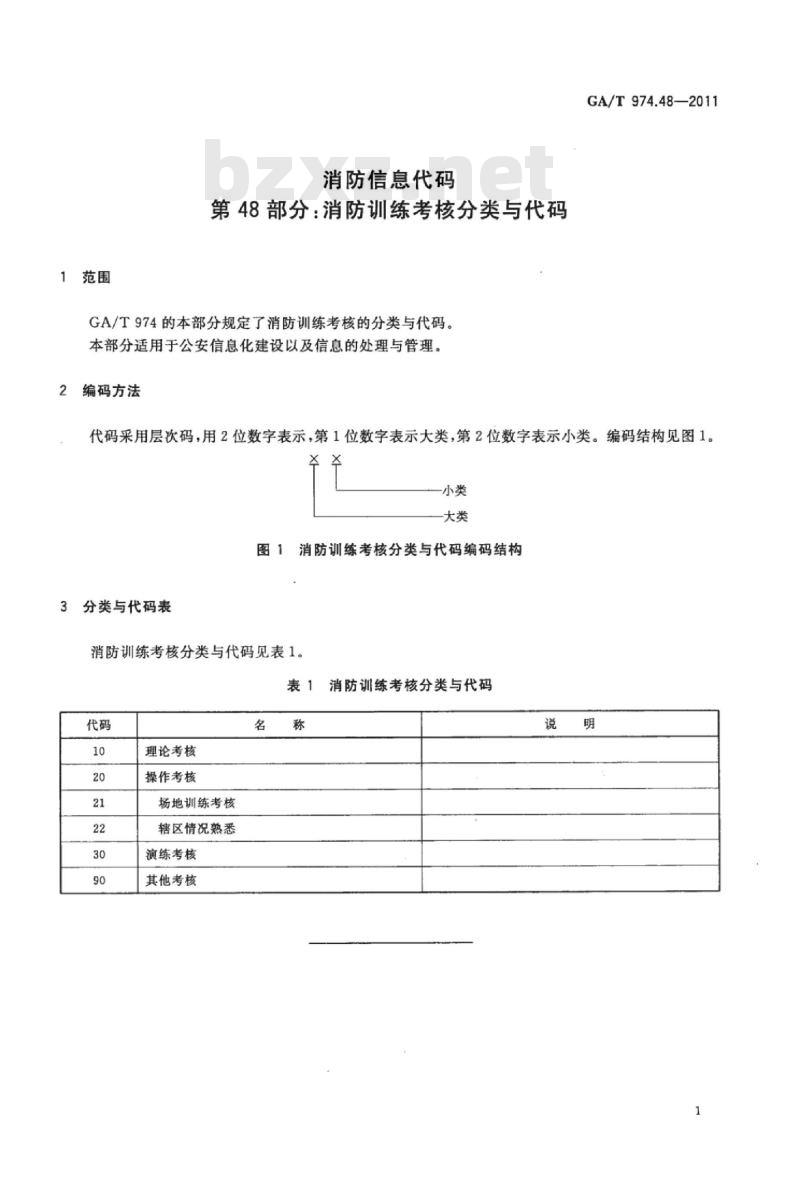 GA/T 974.48-2011 消防信息代码第48部分:消防训练考核分类与代码