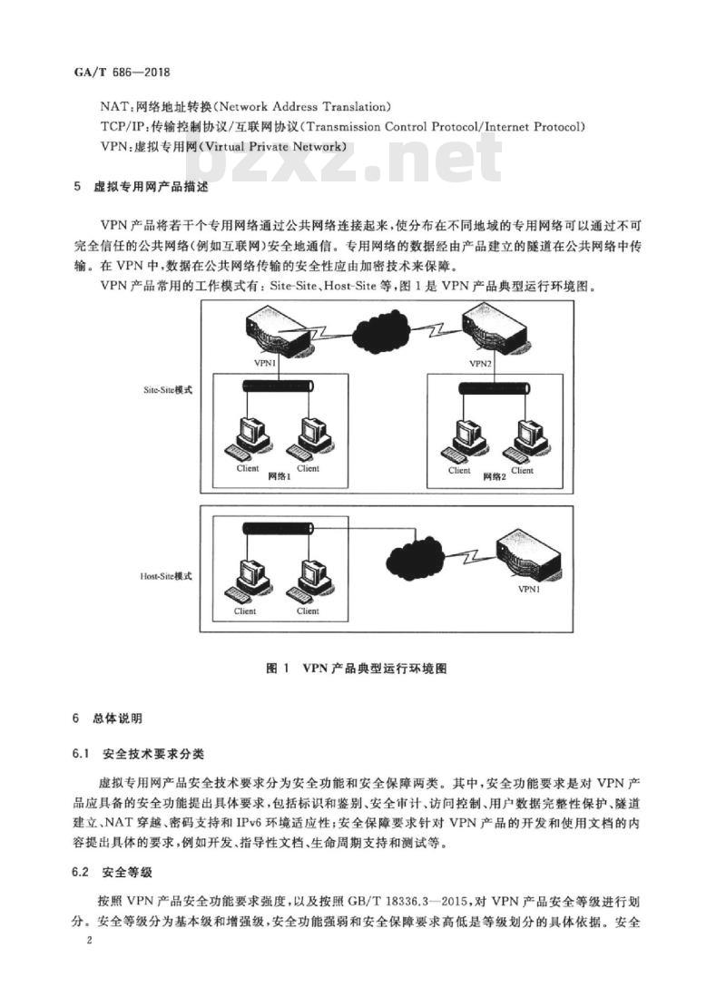 GA/T 686-2018 信息安全技术虚拟专用网产品安全技术要求