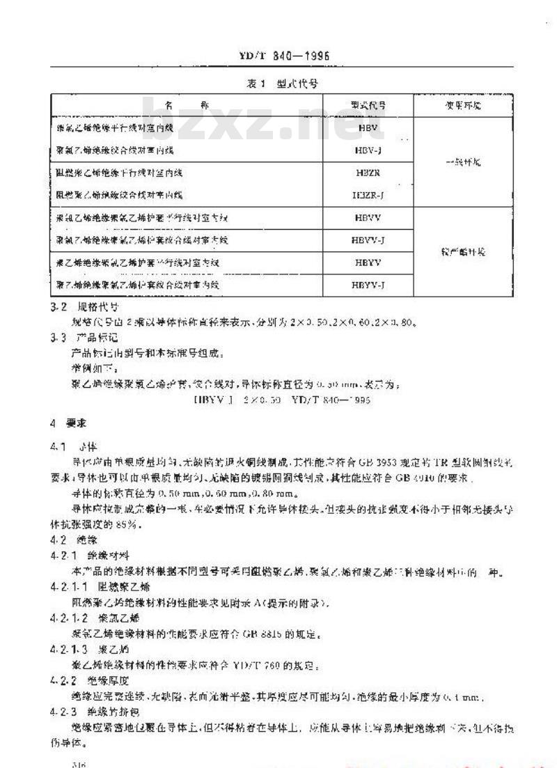 YD/T 840-1996 电话网用户铜芯室内线