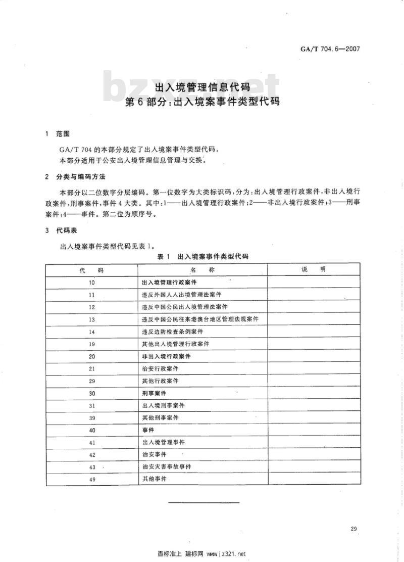 GA/T 704.6-2007 出入境管理信息代码第6部分:出入境案事件类型代码