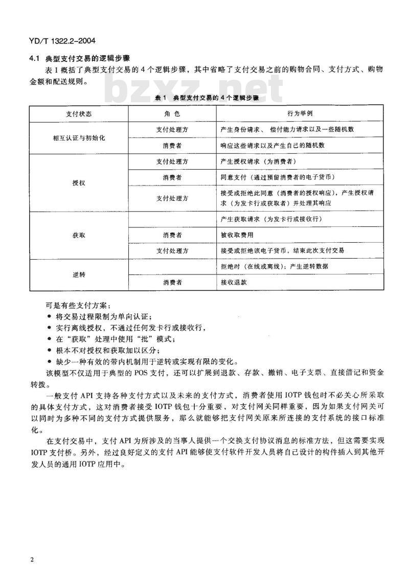 YD/T 1322.2-2004 电子商务技术要求 第二部分:支付网关