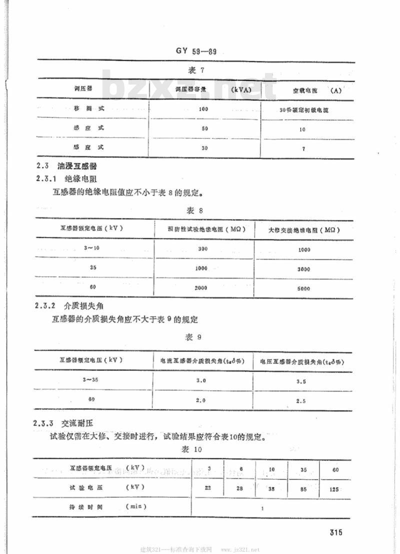 GY 59-1989 广播电视中心和台、站电气设备大修、交接和预防性试验技术要求