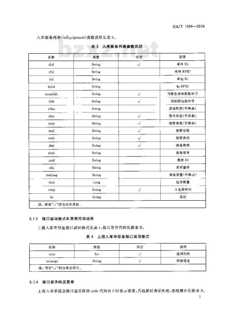 GA/T 1294-2016 公安应急储备物资管理信息系统接口参数