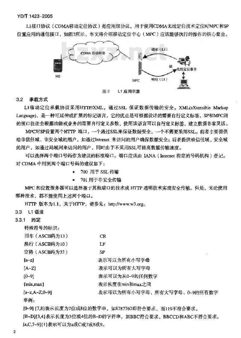 YD/T 1423-2005 800MHz CDMA 数字蜂窝移动通信网定位业务: L1 接口技术要求