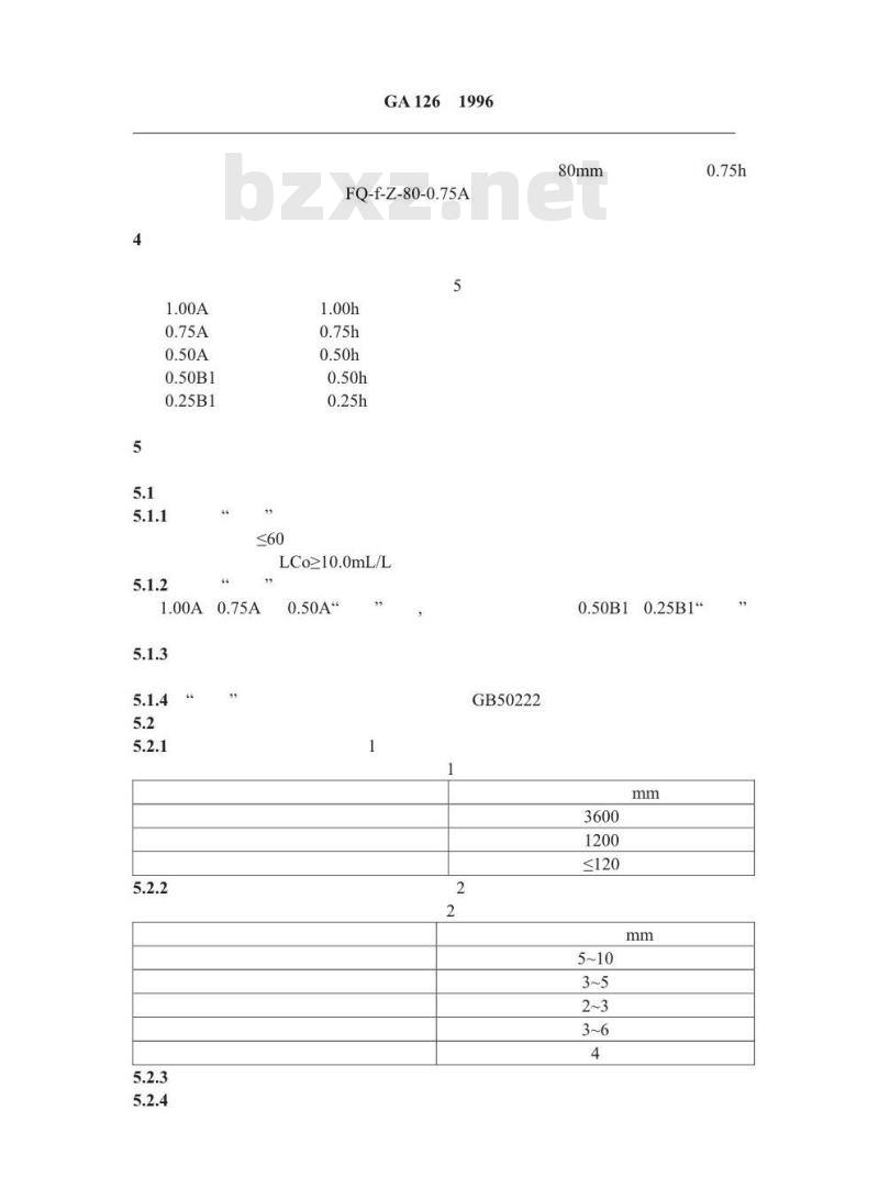GA 126-1996 轻质薄型非透明防火隔墙技术条件
