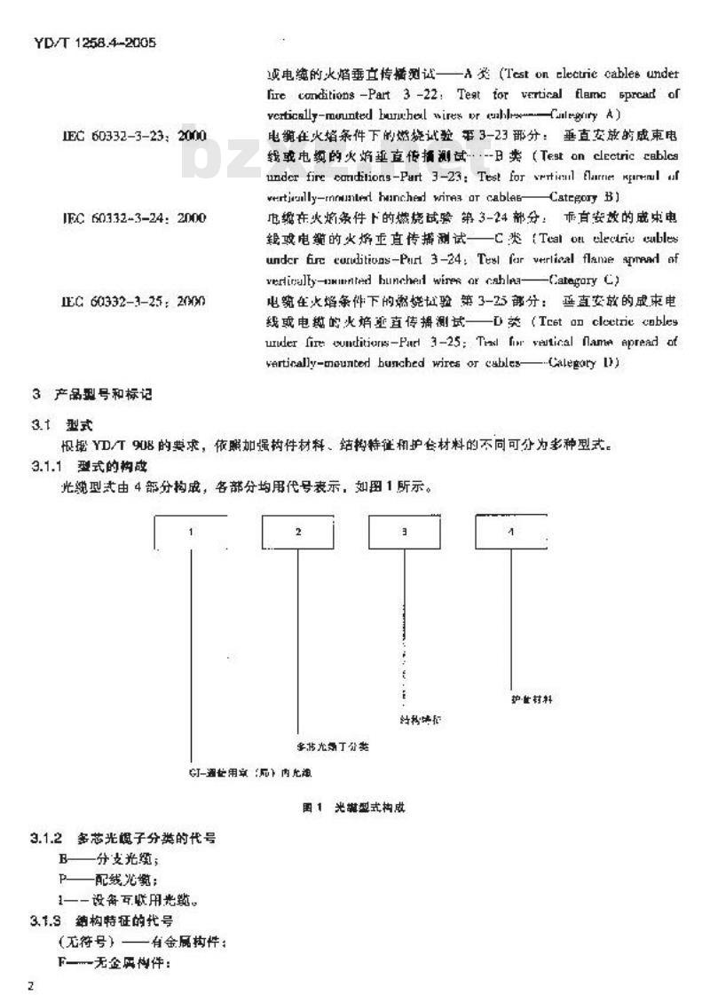 YD/T 1258.4-2005 室内光缆系列 第四部分:多芯光缆