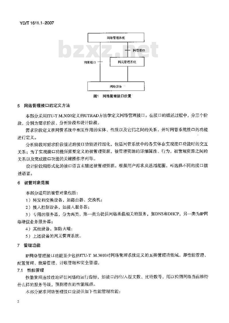 YD/T 1611.1-2007 IP 网络管理接口技术要求 第1部分:总则