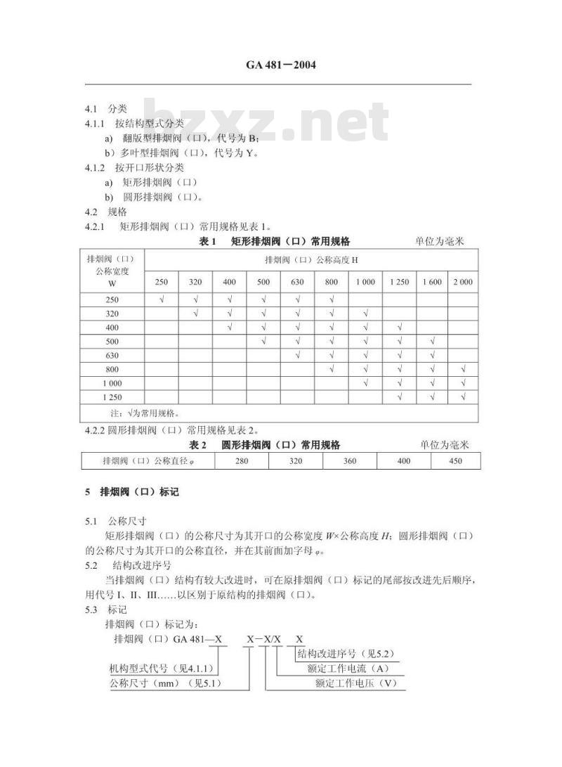 GA 481-2004 排烟阀(口)