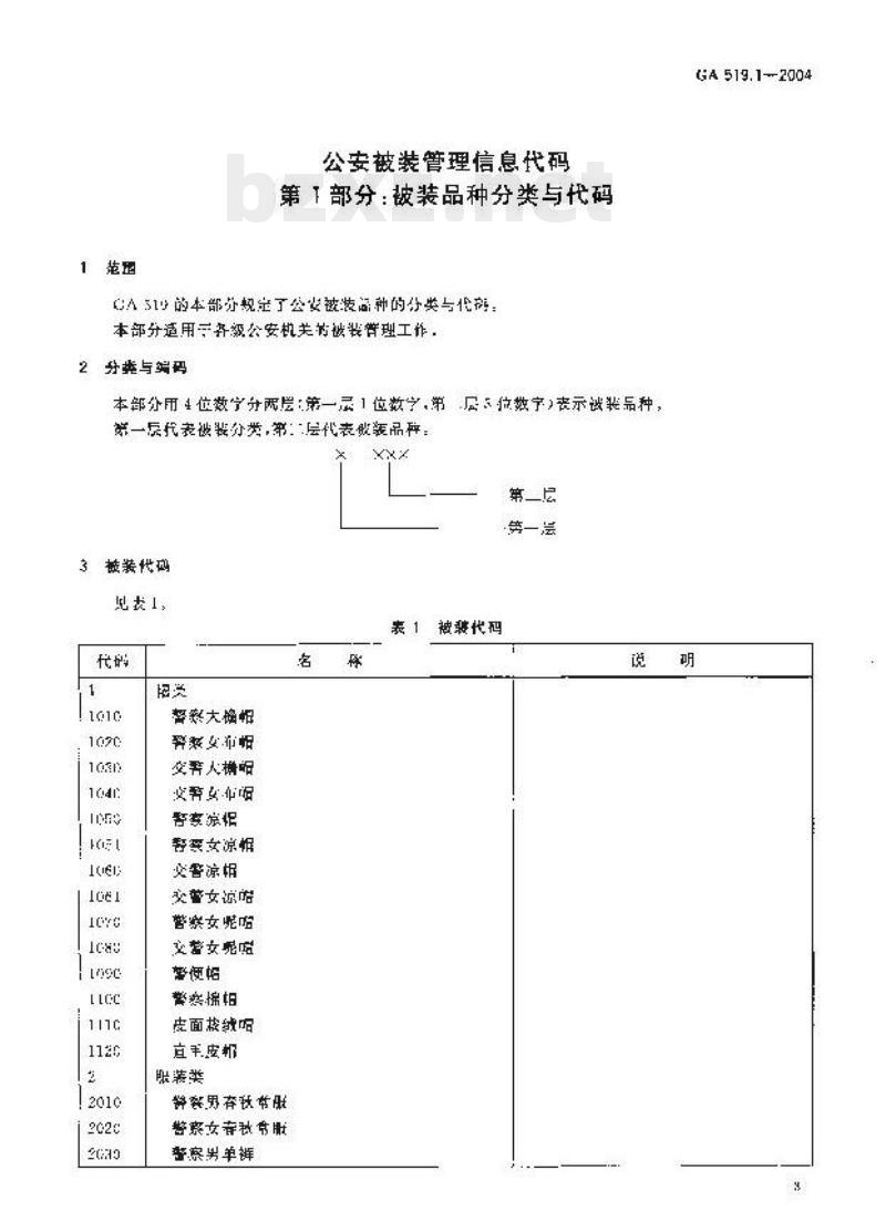 GA 519.1-2004 公安被装管理信息代码