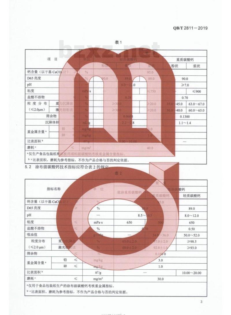 QB/T 2811-2019 造纸用碳酸钙