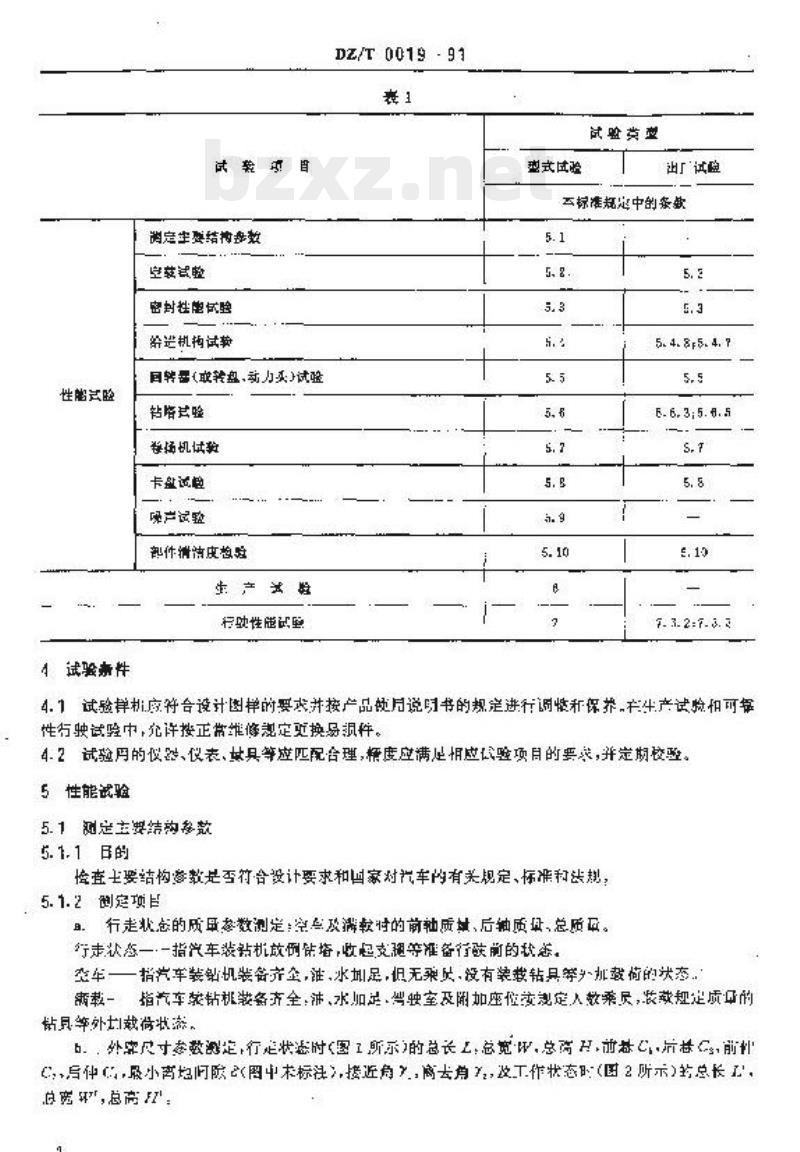 DZ/T 0019-1991 汽车装地质钻机试验方法